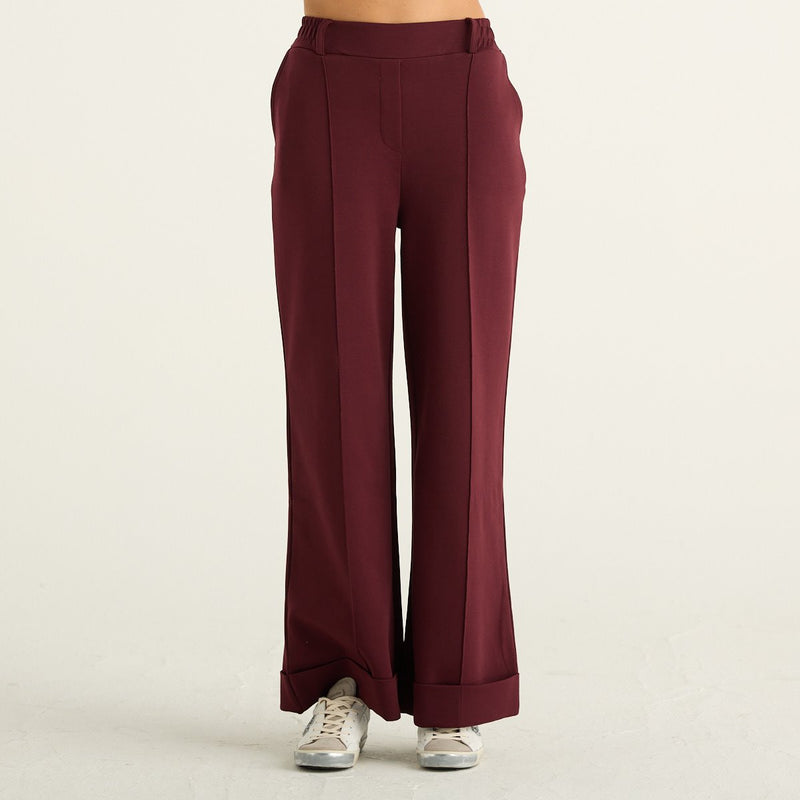 OWN Off With Nature Pantaloni Donna Bordeaux a Gamba Larga in Interlock LKT212-406
