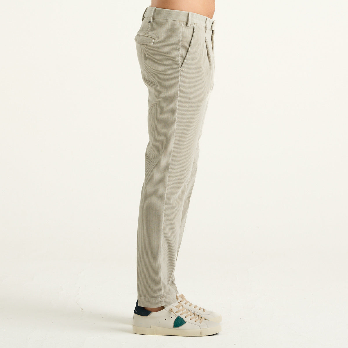PT01 Pantalone Uomo in Velluto a Coste Beige Chiaro