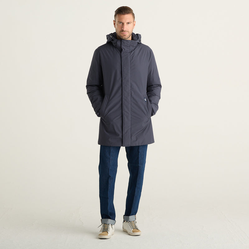 ADD Parka Uomo Blu Navy con Cappuccio e Chiusura Coperta