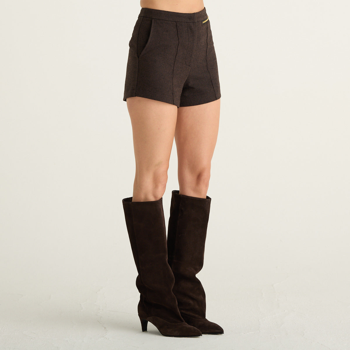 Patrizia Pepe shorts donna marroni con zip dorata