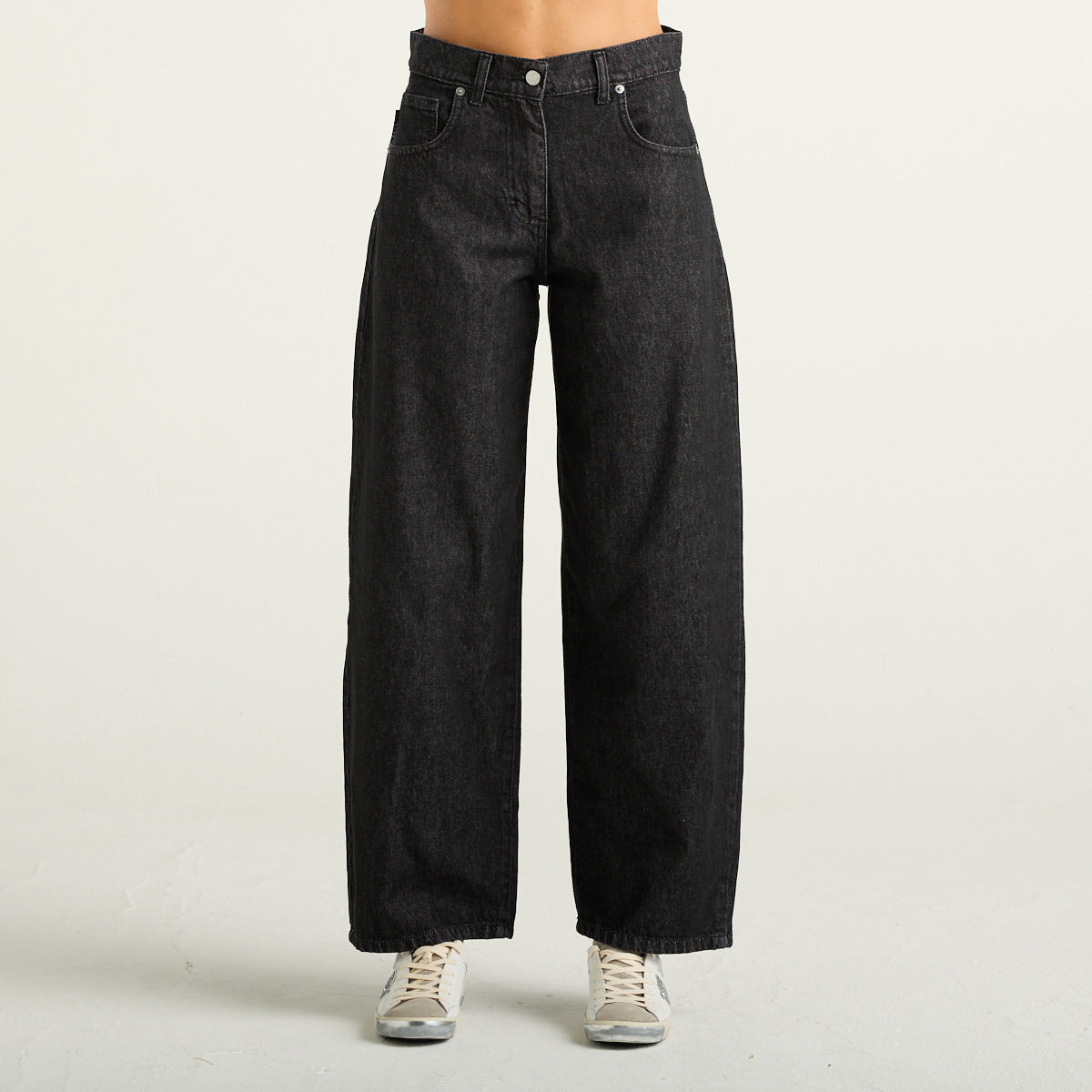 Haveone Jeans Donna Wide Leg Nero