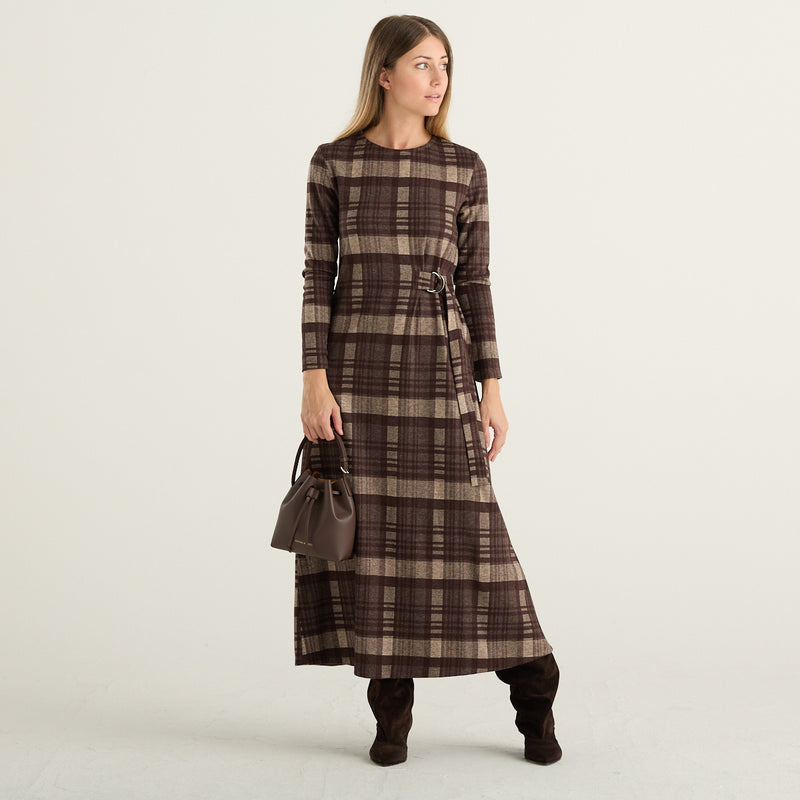 Weekend Max Mara – Abito lungo Palo a quadri marrone e beige