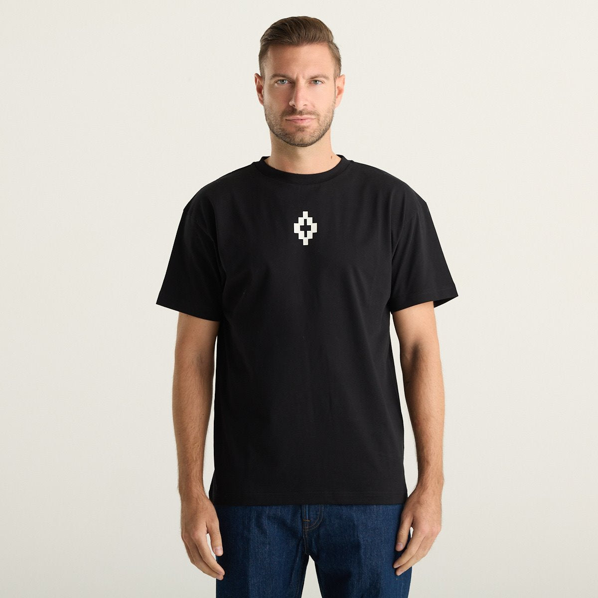 County of Milan T-Shirt Uomo Nera con Logo Bianco TH012-110