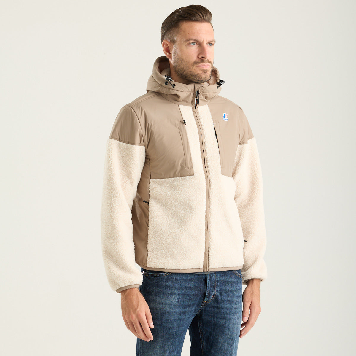 K-Way giubbotto samson in sherpa con cappuccio beige