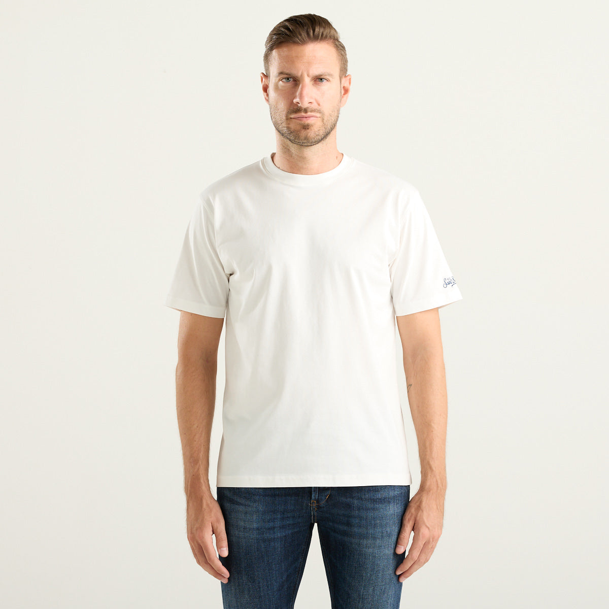 MC2 Saint Barth Every T-Shirt Uomo Bianca con Logo Ricamato