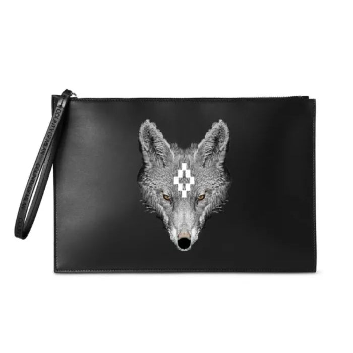 County of Milan pochette in pelle con lupo