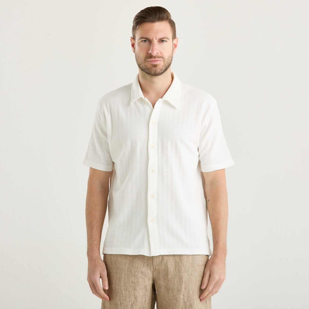 Wool & Co camicia in tessuto panna
