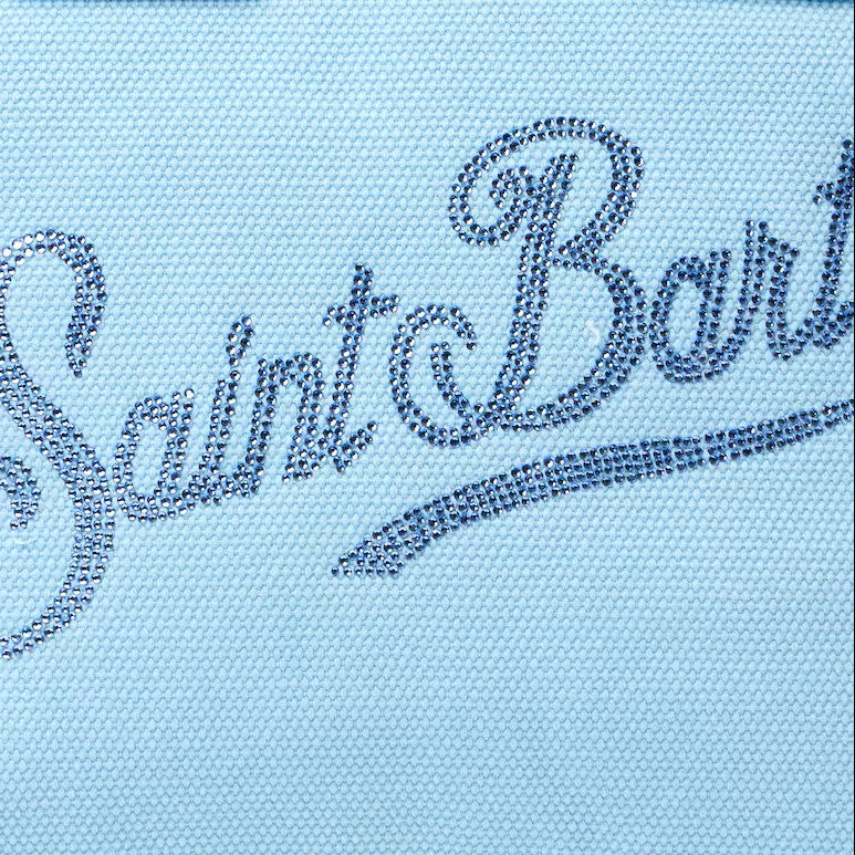 Mc2 Saint Barth borsa Vanity azzurra logo strass