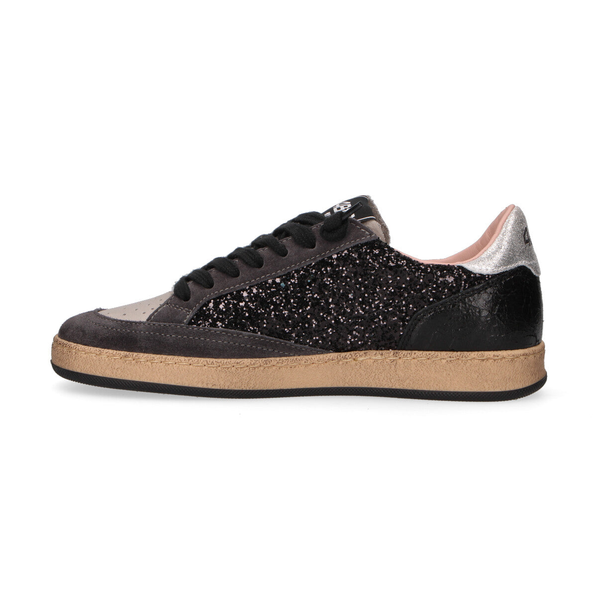 4B12 Sneakers donna Playnew glitter nero