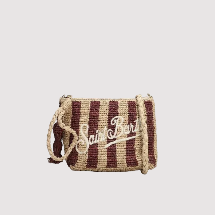 Mc2 Saint Barth pochette in raffia intrecciata con logo ricamato