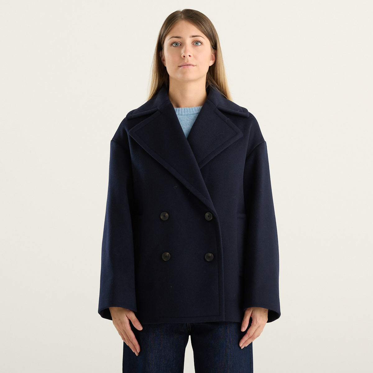 Weekend Max Mara caban donna blu navy in lana Alpe WKDALPE-018