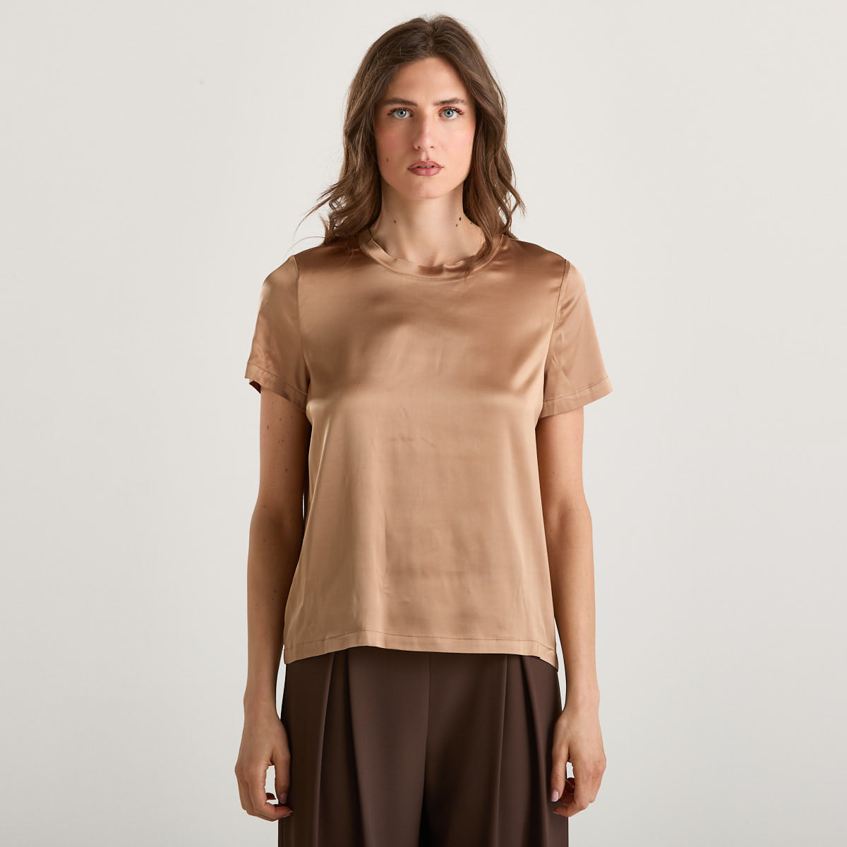 Relish t-shirt girocollo in tessuto bronzo