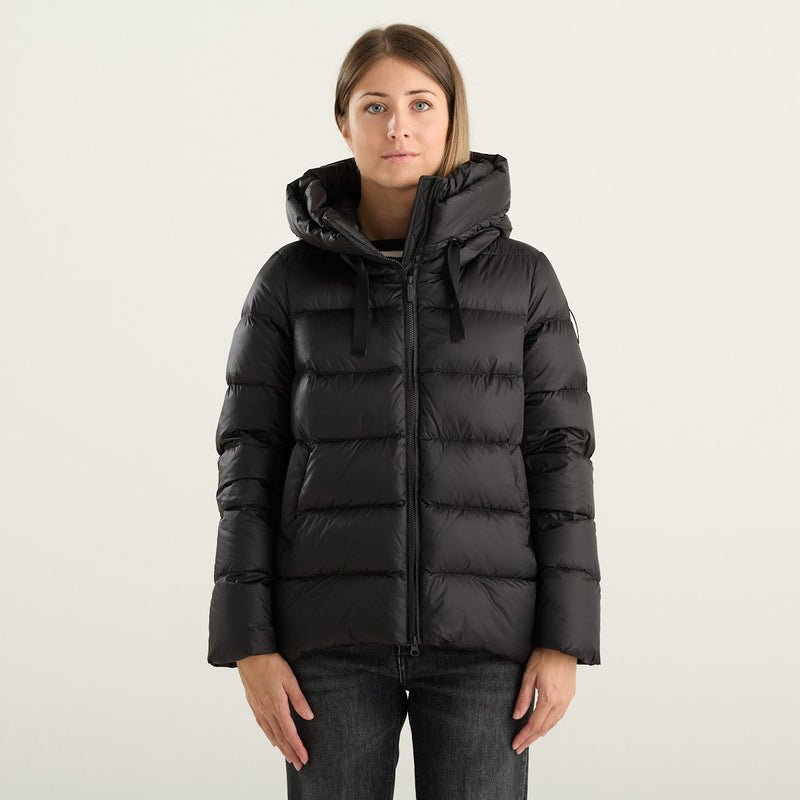 Bomboogie piumino donna Rome nero in nylon lucido con cappuccio