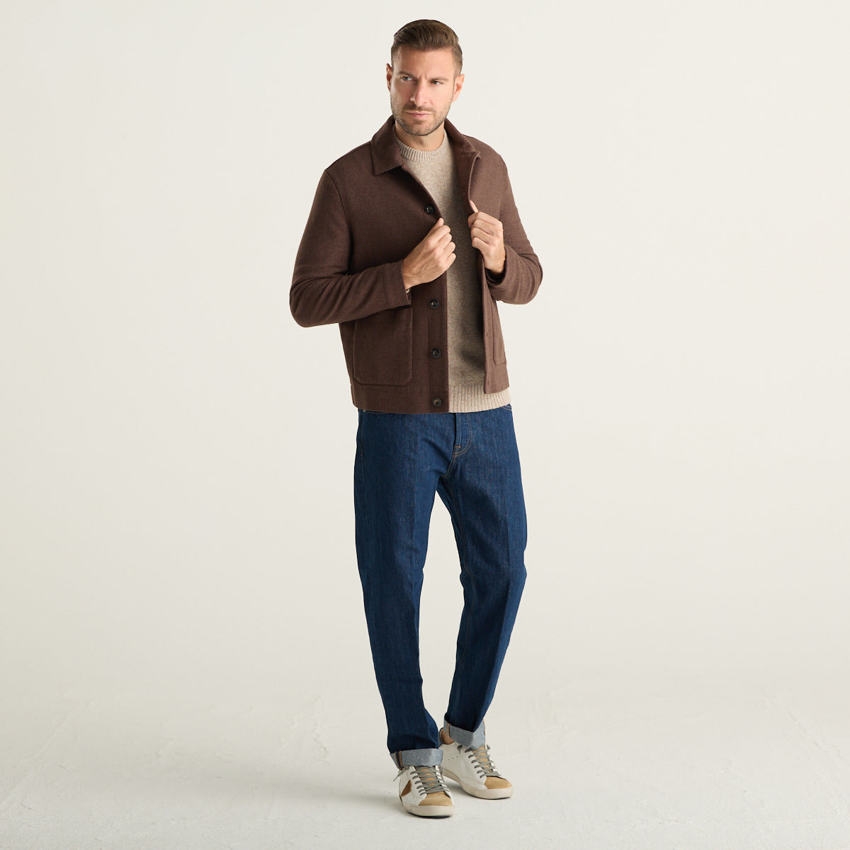 Circolo 1901 Giacca Uomo Marrone con Colletto a Camicia e Tasche Applicate