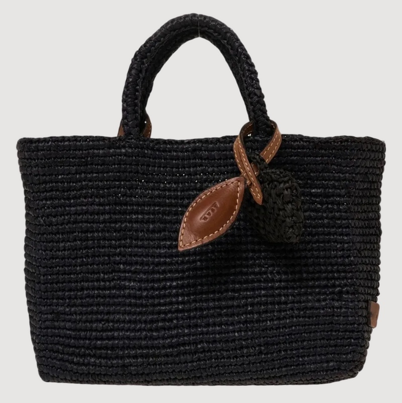Afar boesa a spalla Alma in raffia nera