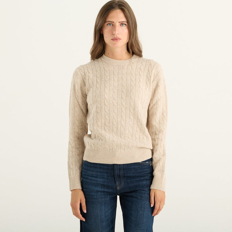 MC2 Saint Barth maglia donna Sorbonne in lana a trecce beige
