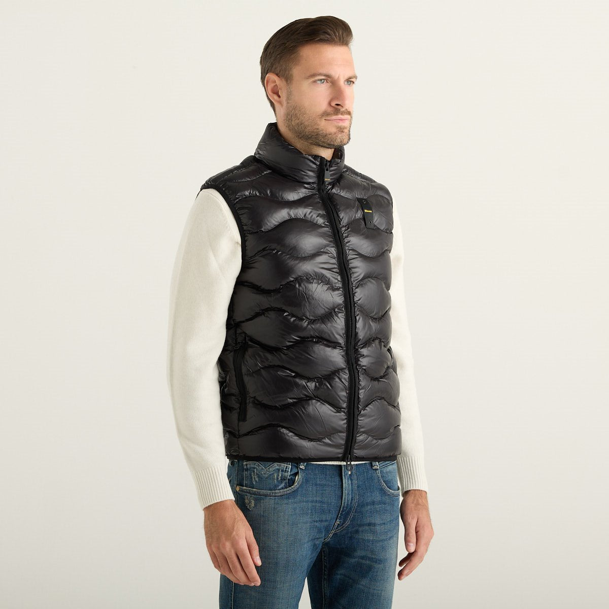 Blauer Smanicato Uomo Piumino Nero Lucido