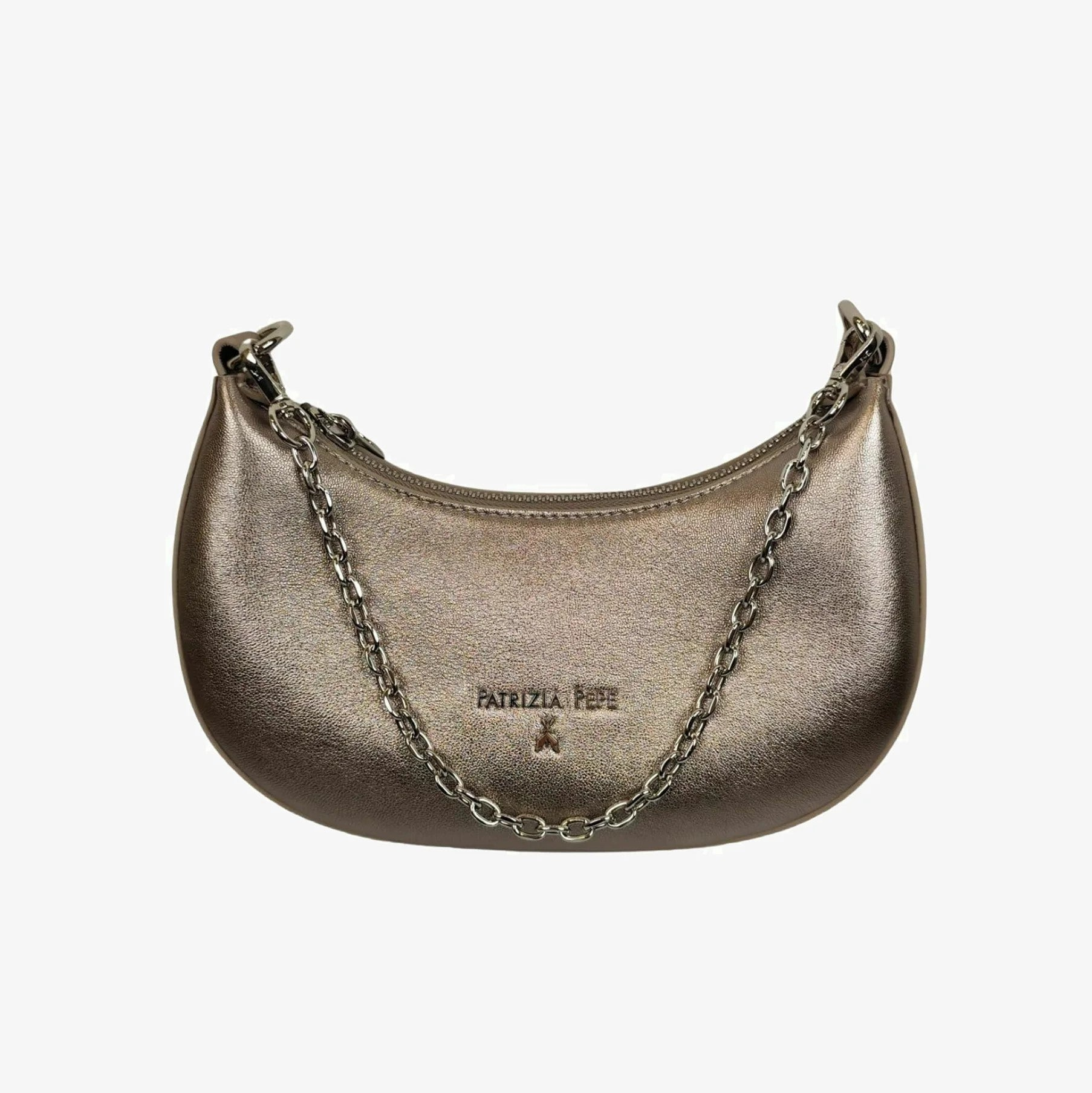 Patrizia Pepe borsa in pelle laminata piombo