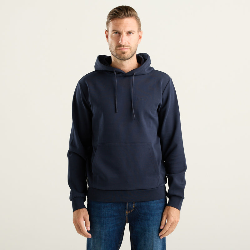 Woolrich felpa con cappuccio in misto cotone interlock blu