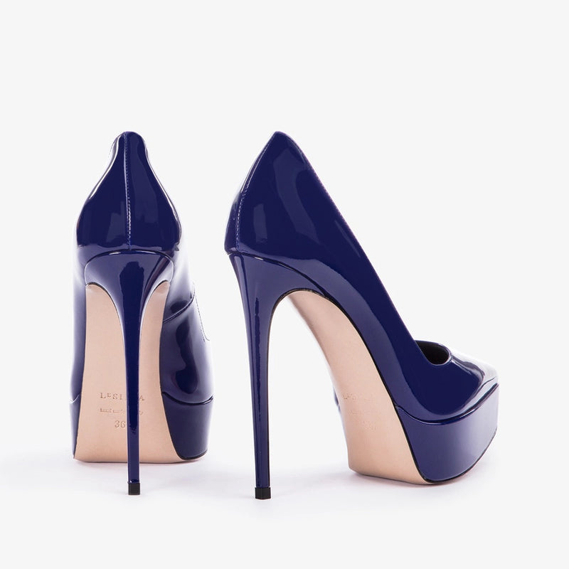 Décolleté Le Silla con plateau vernice blu lazuli
