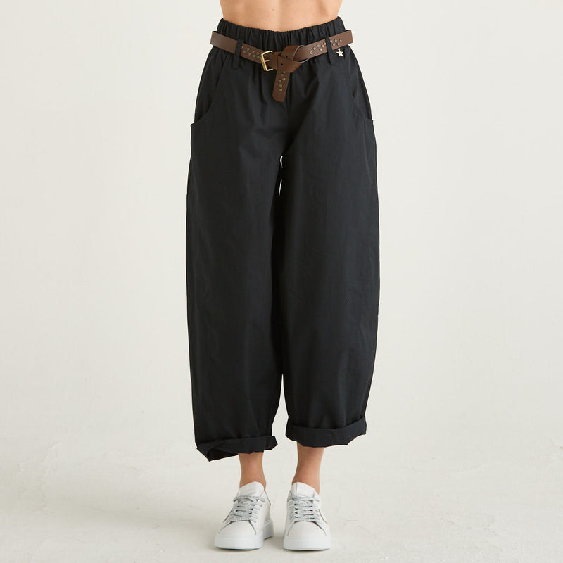 Souvenir pantalone in popeline nero