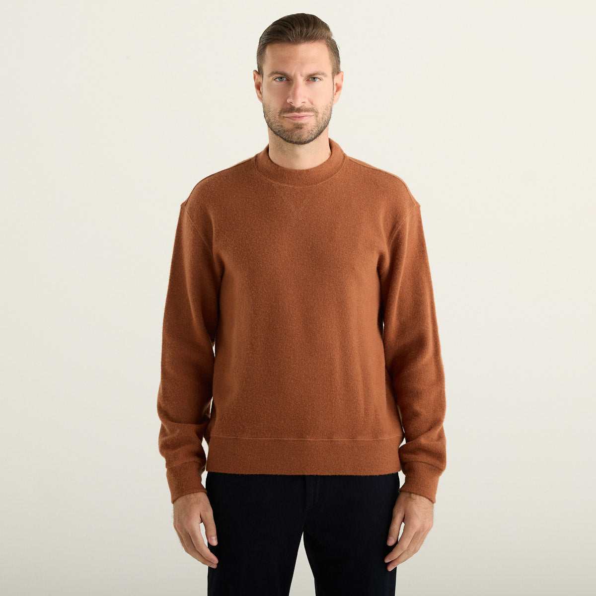Circolo 1901 Maglia Uomo Girocollo Color Mattone con Maniche Lunghe