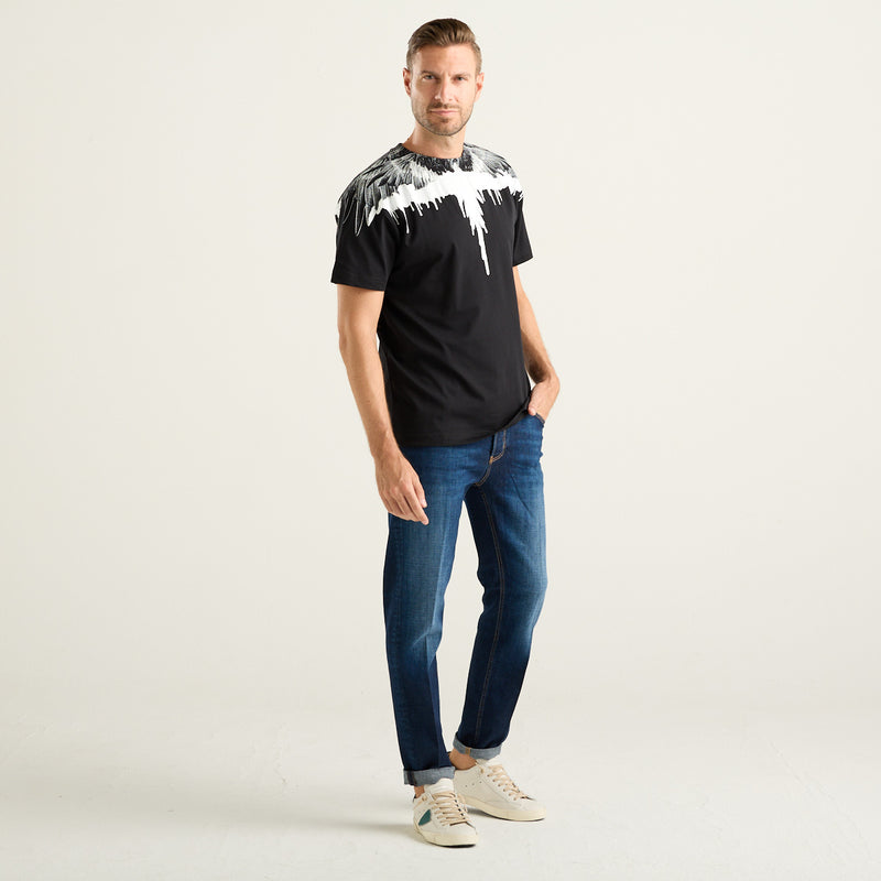 Marcelo Burlon Wings T-Shirt Uomo Nera con Stampa Bianca