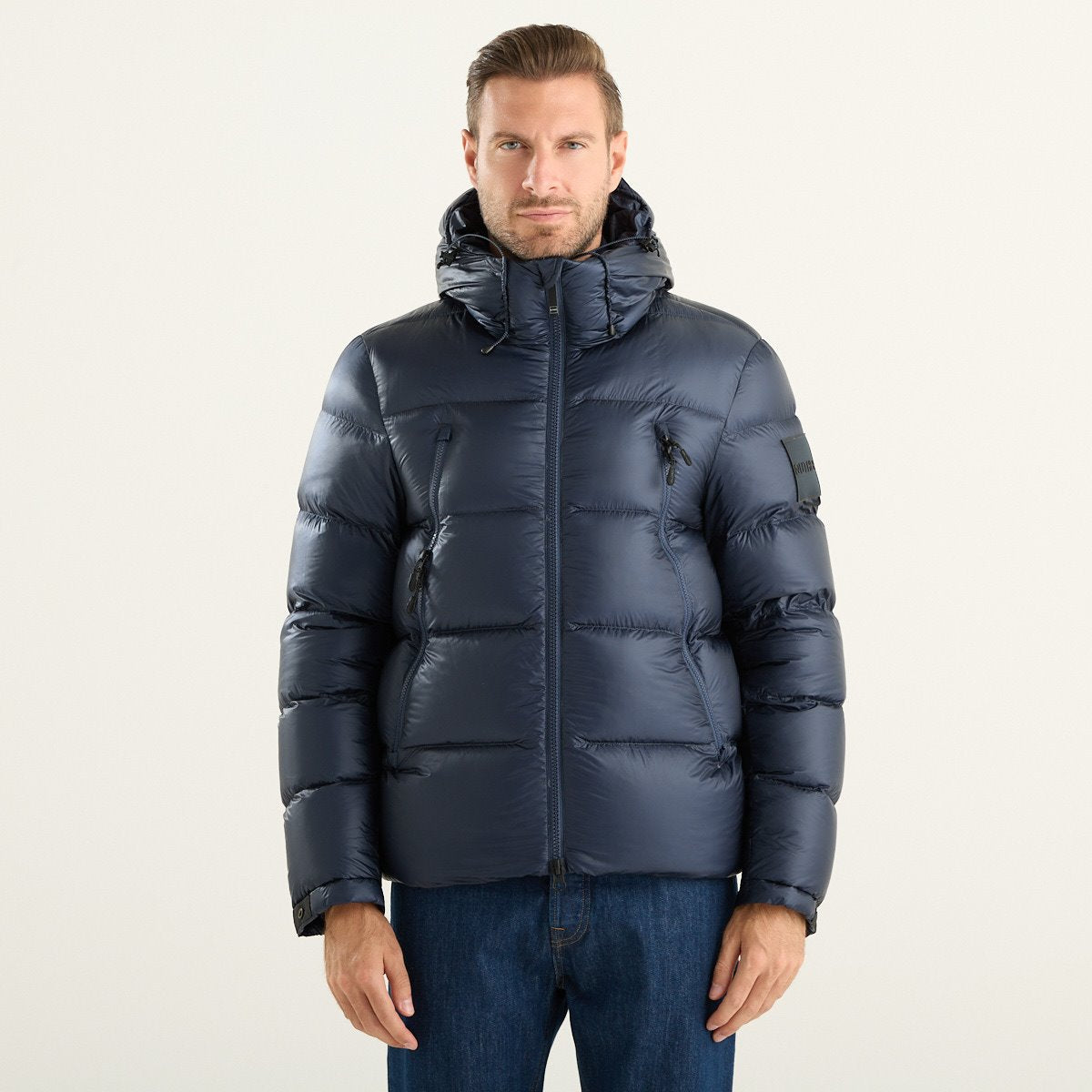 Outhere giubbotto uomo trapuntato blu navy con cappuccio