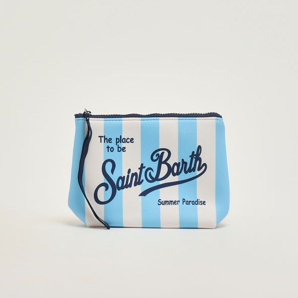 Mc2 Saint Barth pochette Aline Stripes Pop azzurra