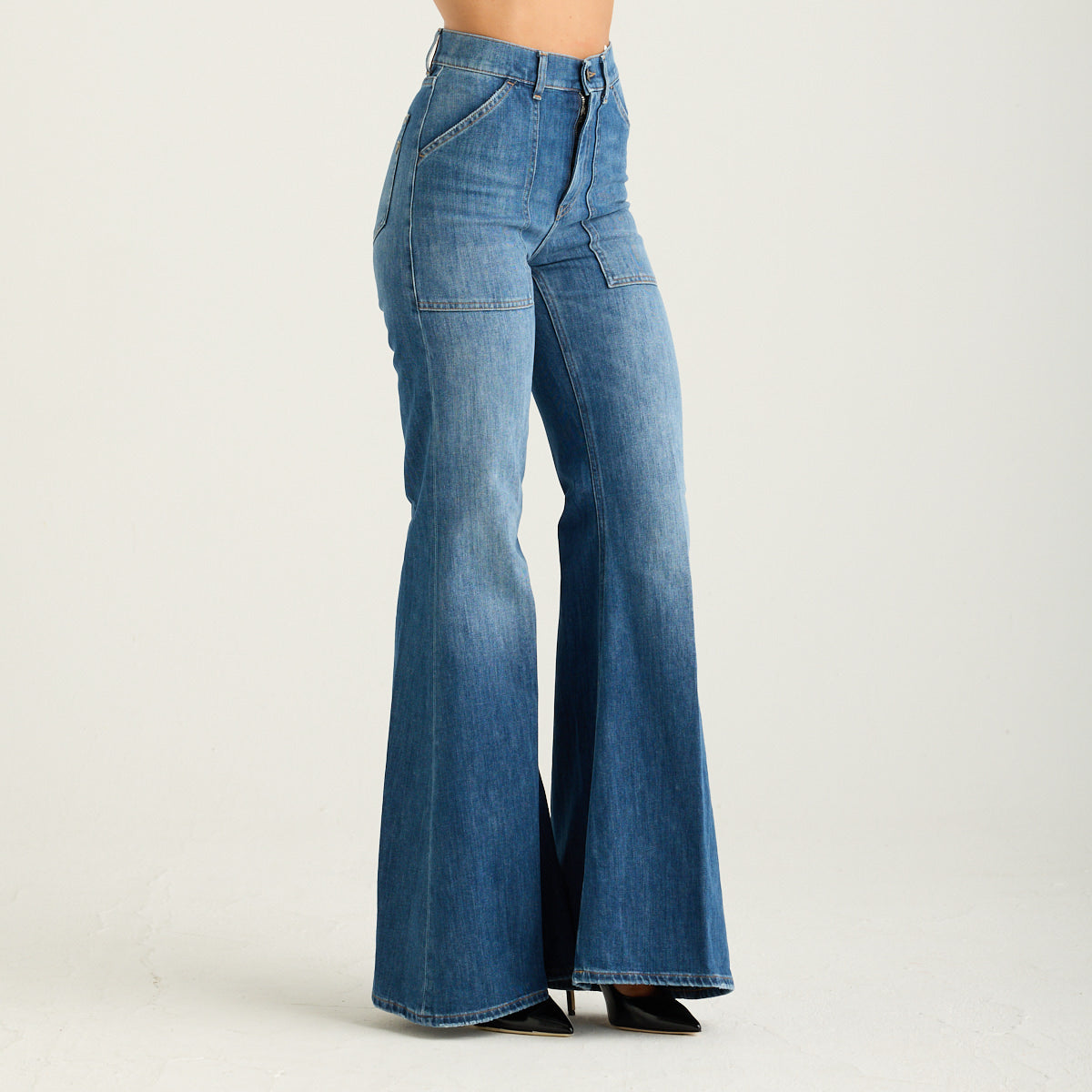 Dondup jeans ariana a zampa 5 tasche denim blu