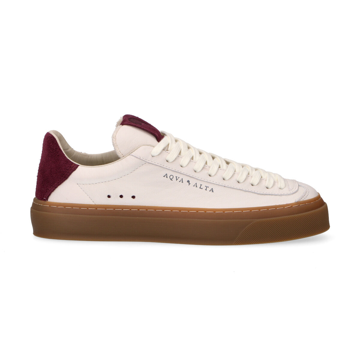 Aqva Alta sneaker Doge in pelle bianca prugna
