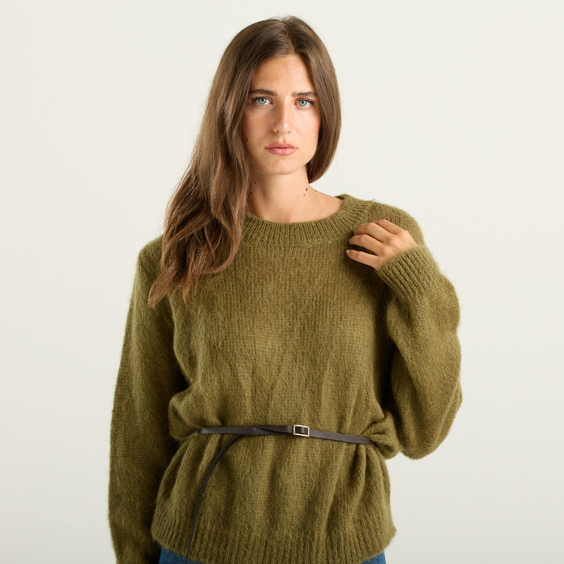 Souvenir Maglione Donna Verde Olio Girocollo