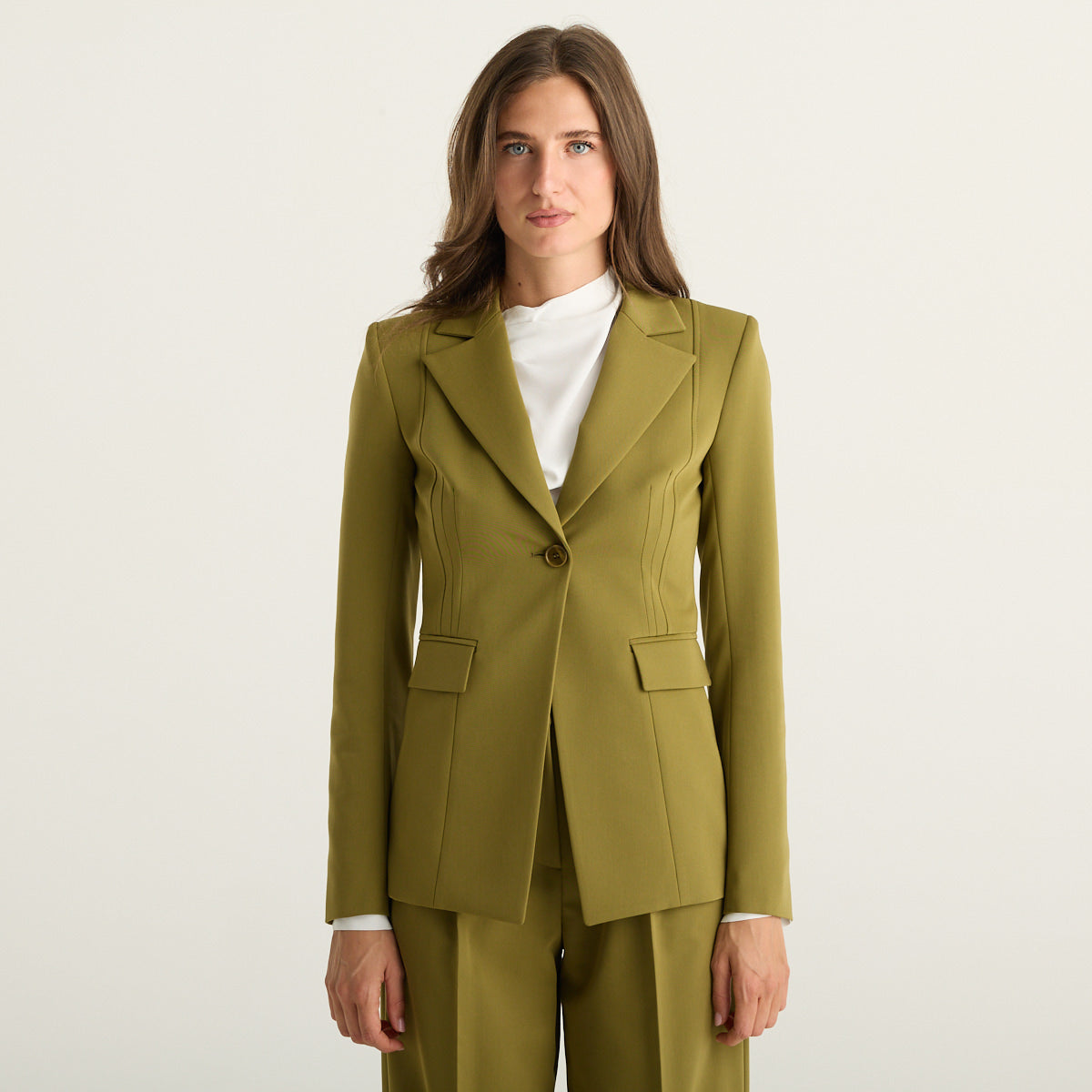 Patrizia Pepe giacca donna slim verde Lizard Green in gabardina