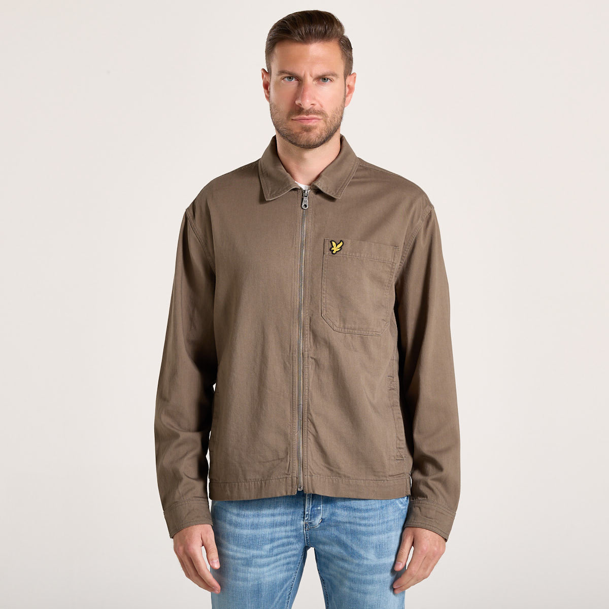 Lyle & Scott field jacket in tessuto con zip verde militare
