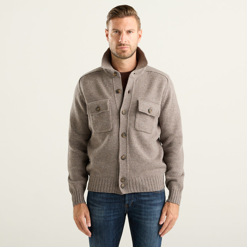 Gran Sasso giubbino overshirt in lana Super Geelong totora