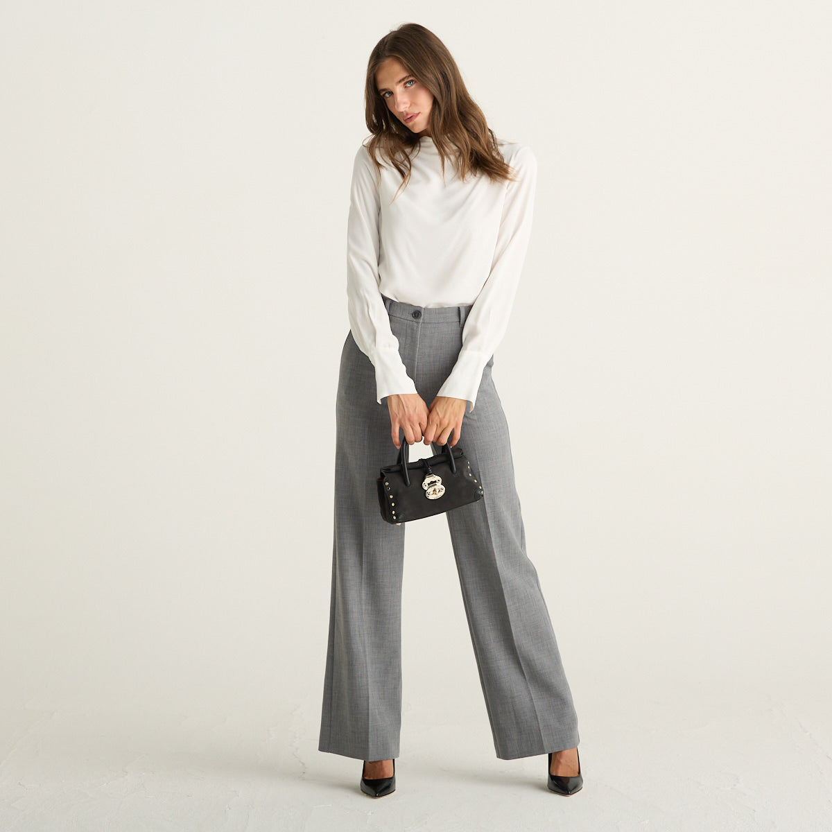 Patrizia Pepe blusa donna bianca in viscosa con drappeggio