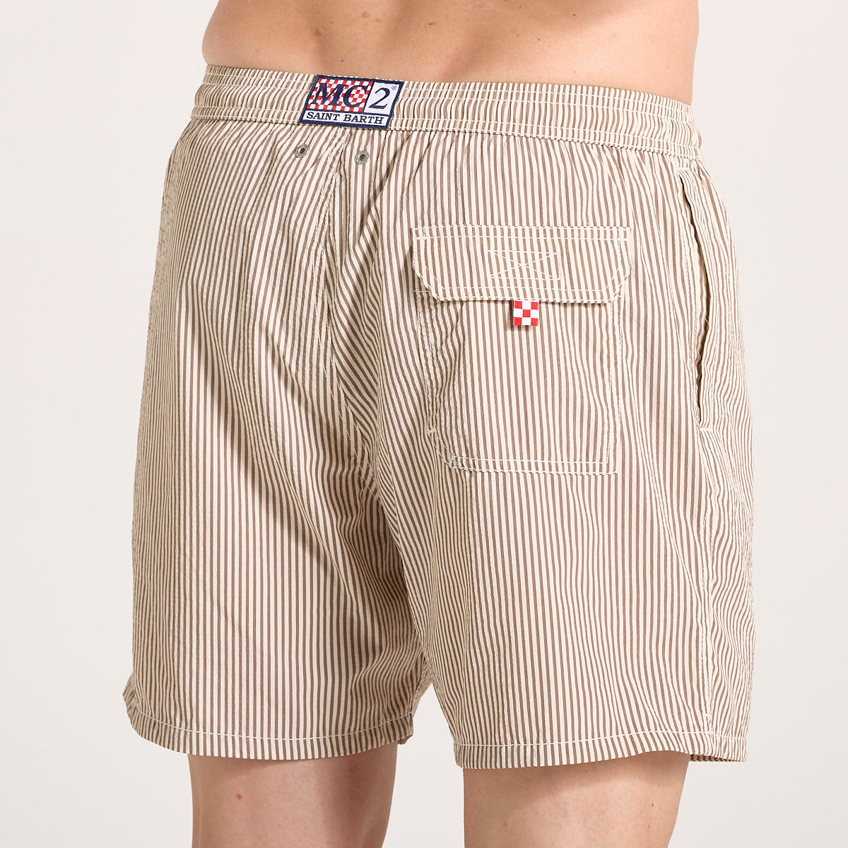 Mc2 Saint Barth costume patmos seersucker stripes beige