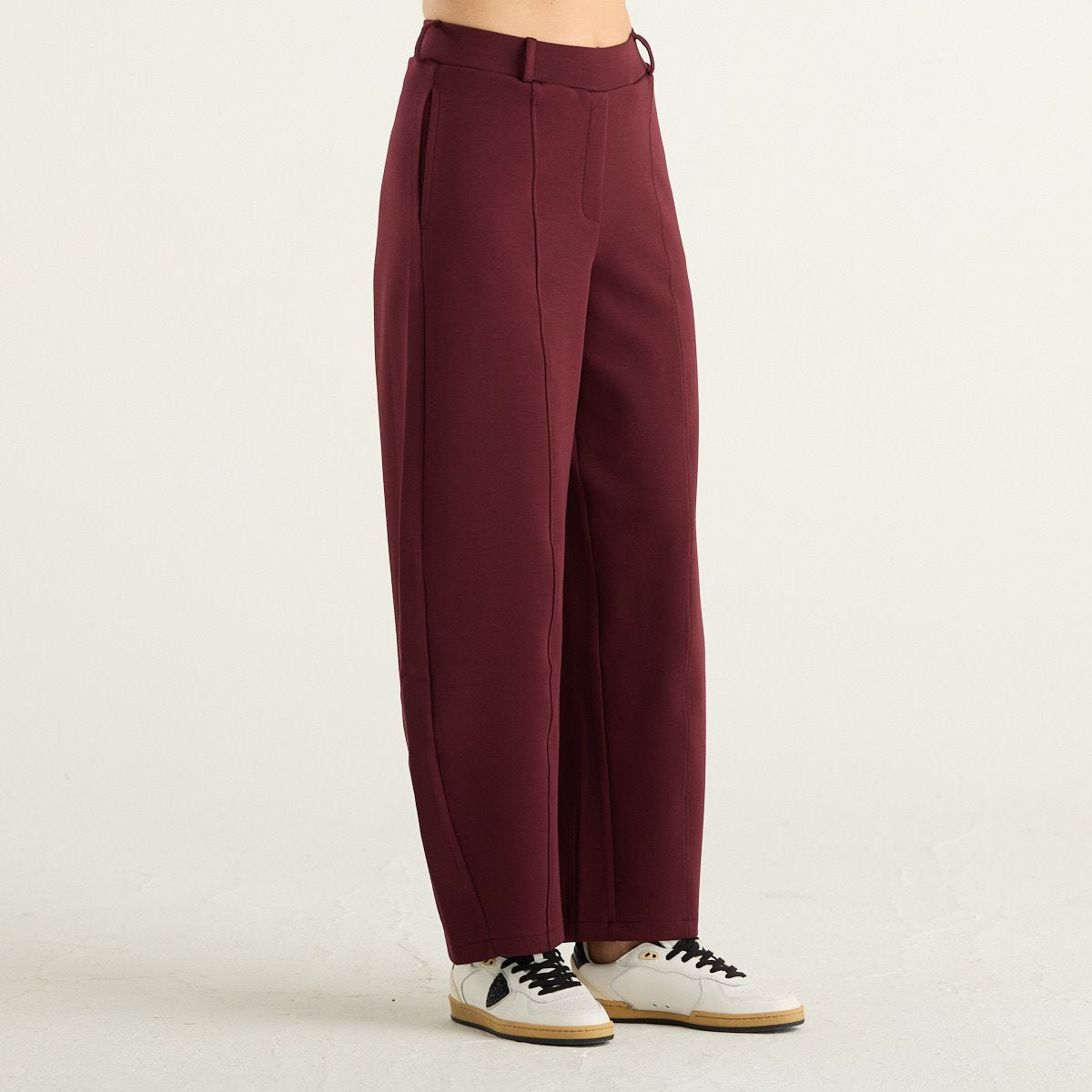 OWN Off With Nature Pantaloni Barrel Donna Bordeaux in Cotone Organico LKP213-406