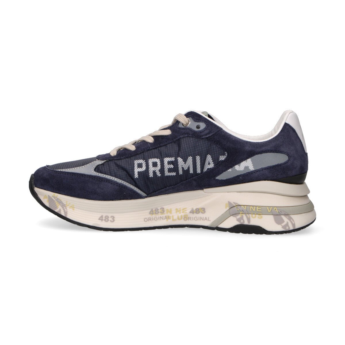 Premiata sneaker Moerun in camoscio blu