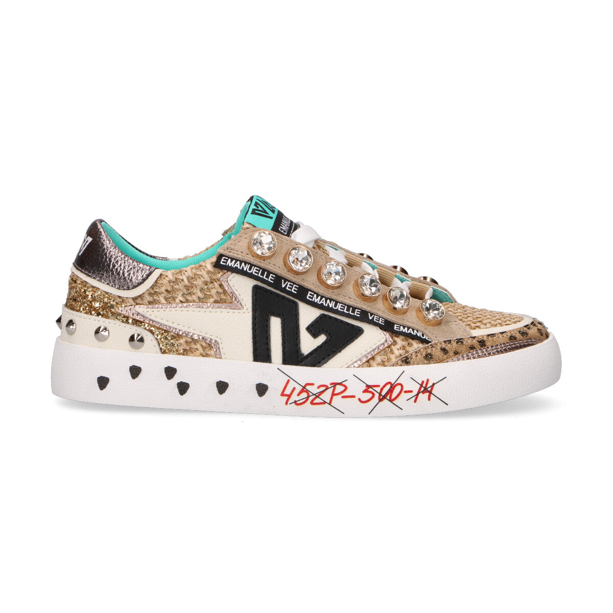 Emanuelle Vee sneakers bassa in tessuto intrecciato beige