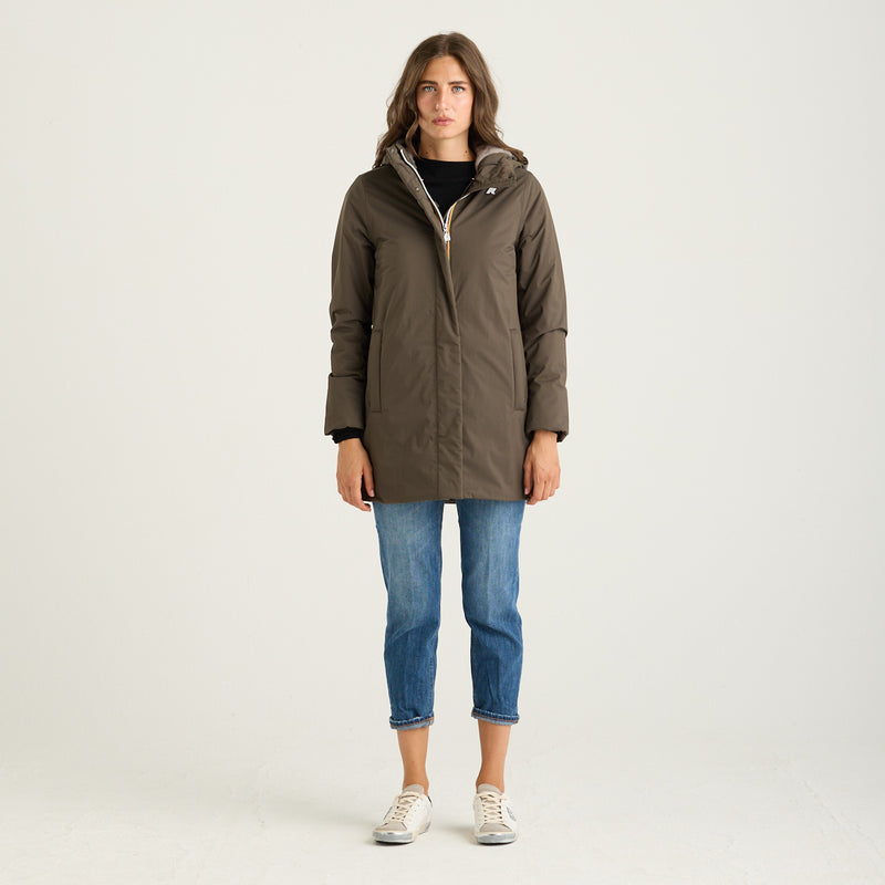 K-Way giubbotto sophie in twill marrone con cappuccio
