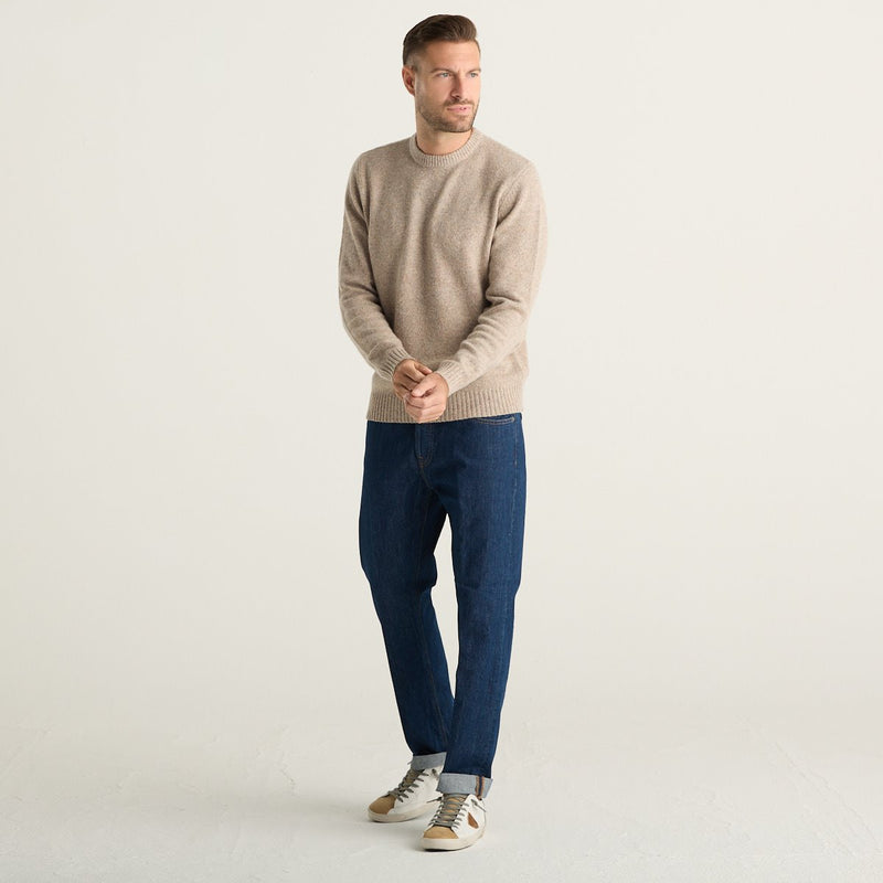 MC2 Saint Barth Maglione Uomo Beige Mélange Girocollo in Maglia con Maniche Lunghe