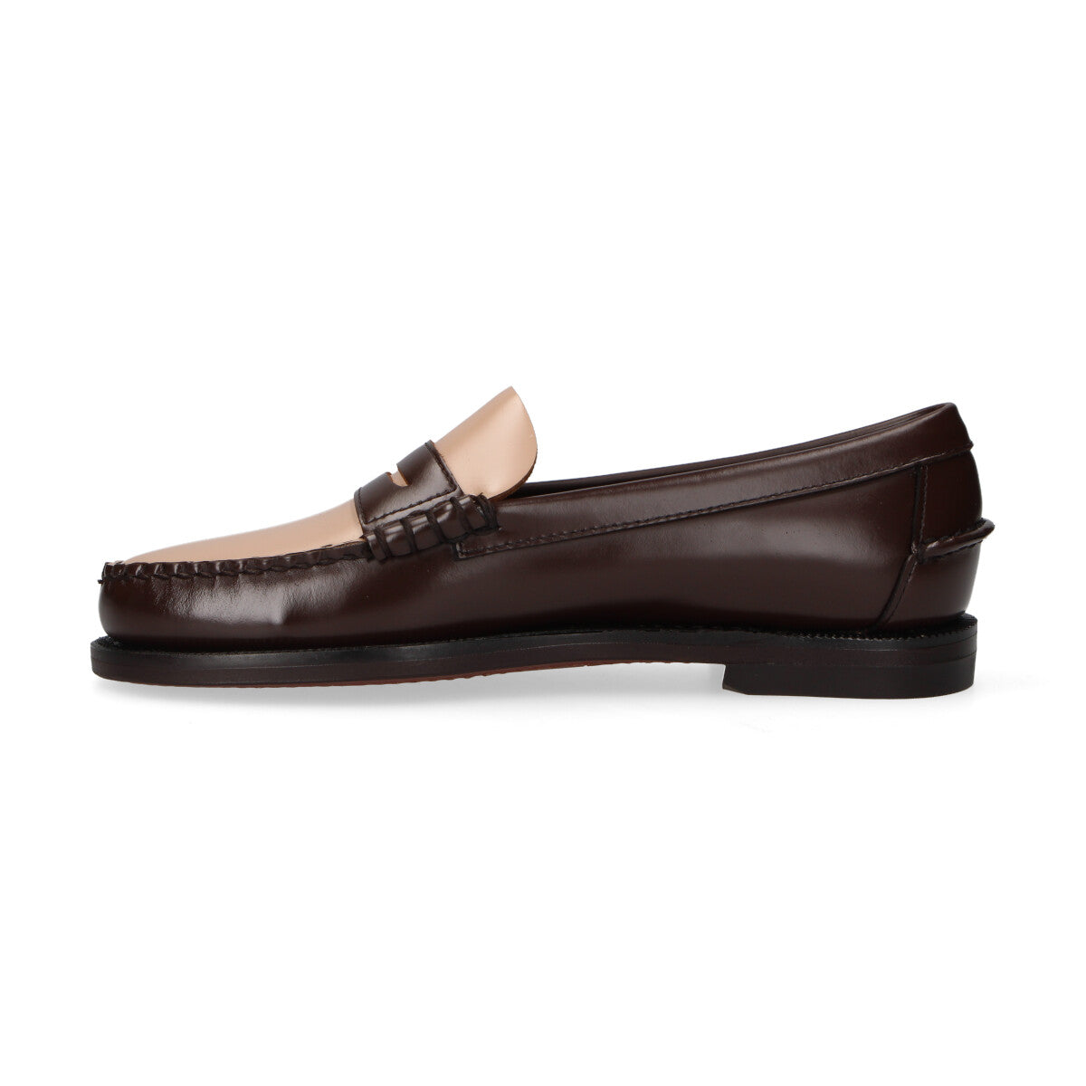 Sebago mocassino college in pelle marrone e beige
