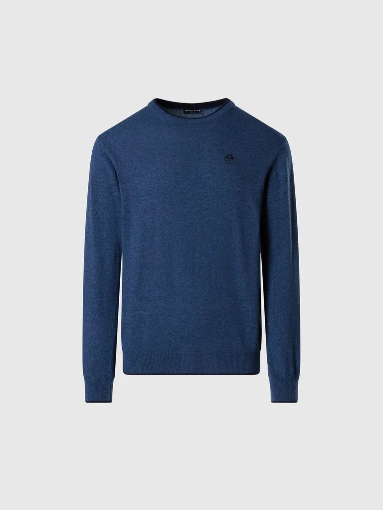 North Sails maglione girocollo in misto cashmere blue melange