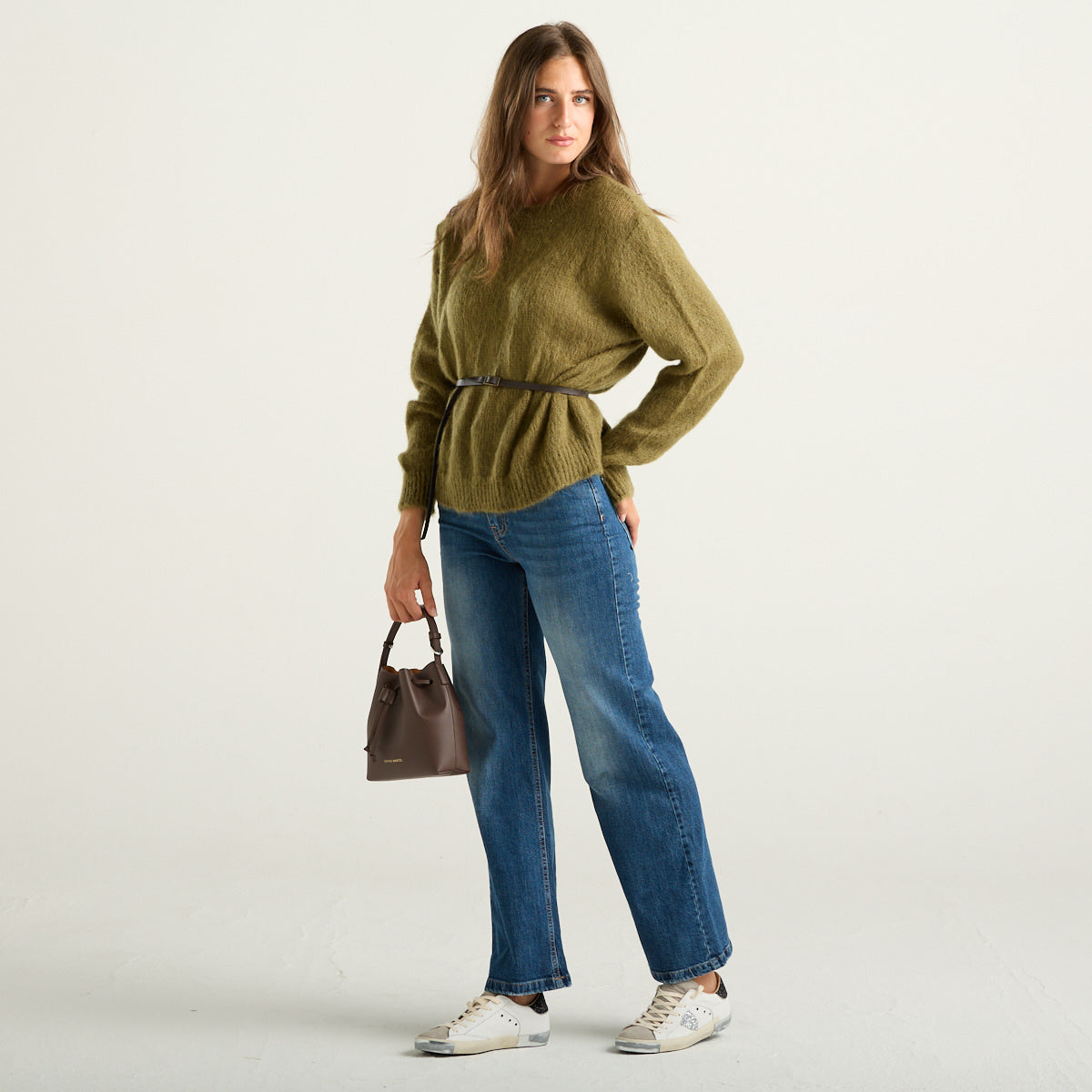 Haveone London Jeans Donna a Gamba Dritta Blu