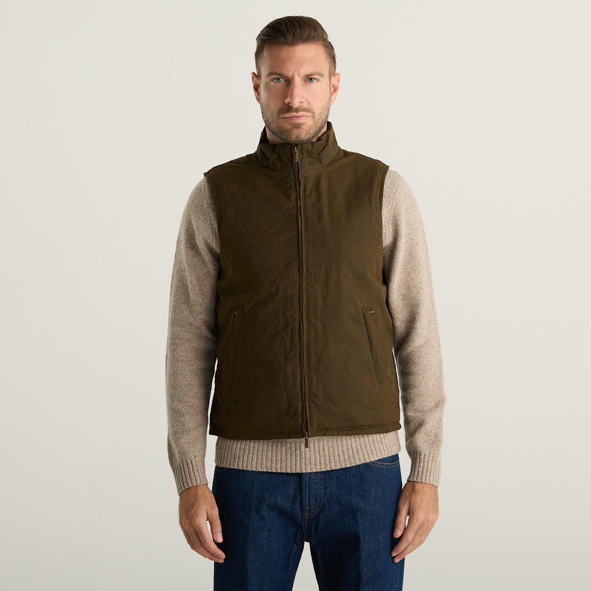 MC2 Saint Barth Gilet Uomo Edgar Verde Kombu Cerato con Interno Teddy