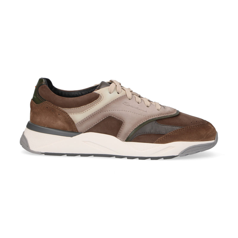 Santoni sneaker in camoscio beige