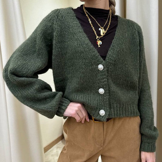 Haveone cardigan in tessuto verde