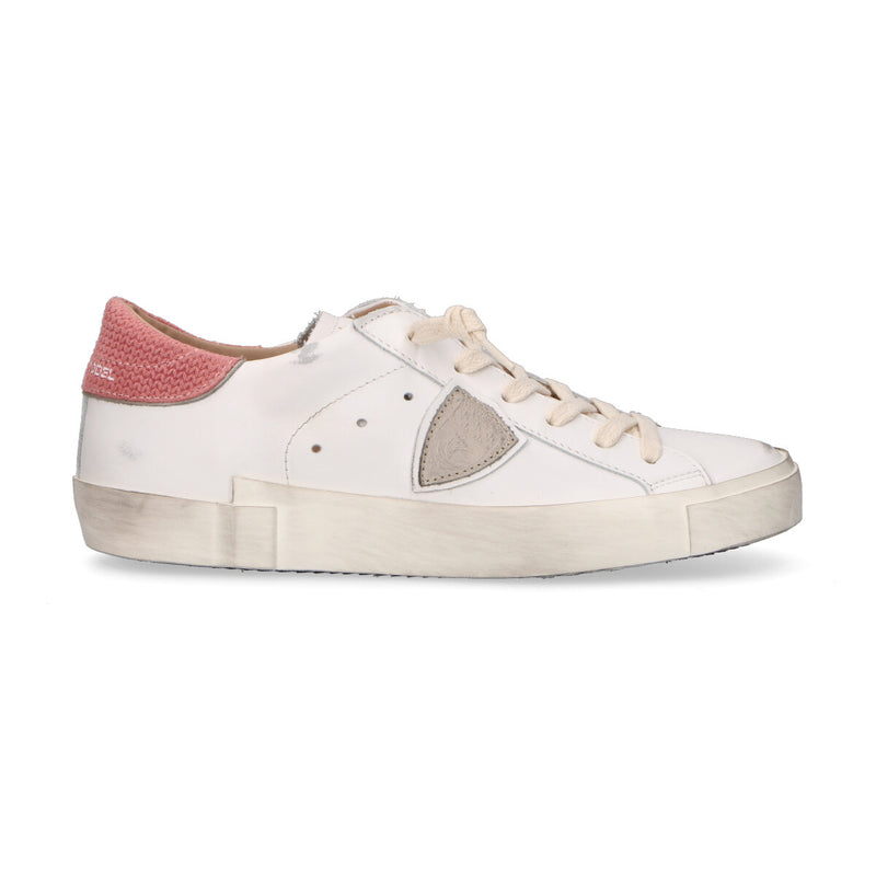 Philippe Model sneaker Paris in pelle bianca rosa