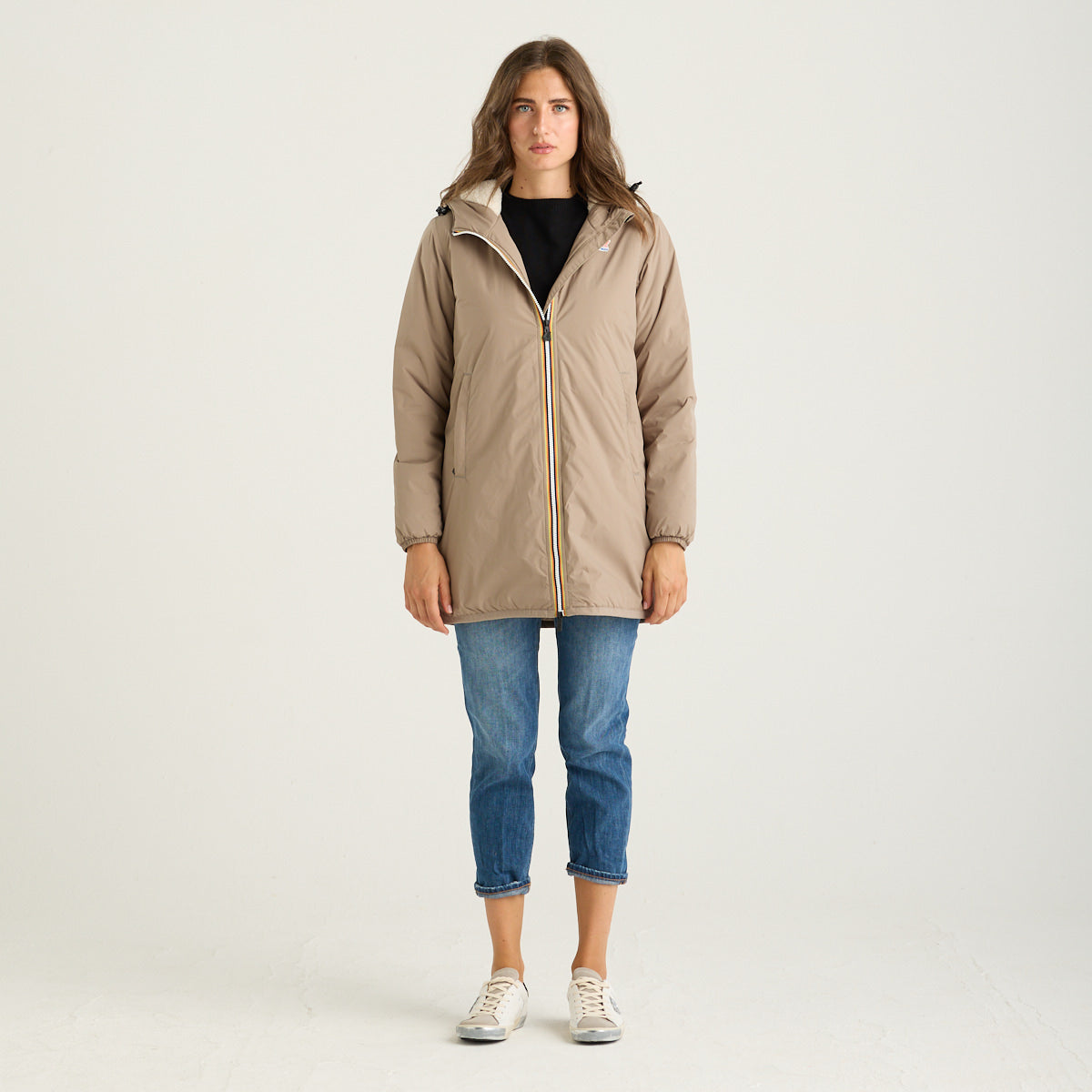 K-Way giubbino jacinthe orsetto con cappuccio beige
